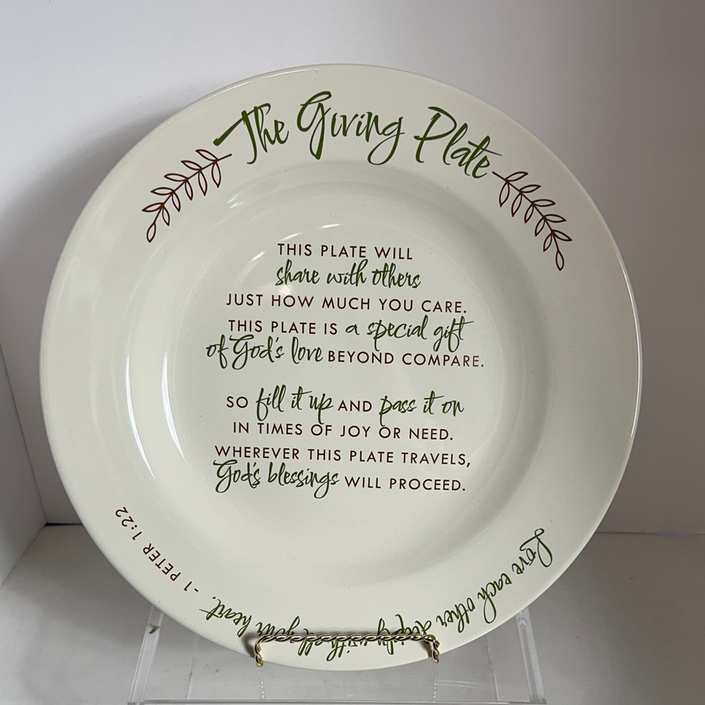 Inspirational Christian Giving Plate Thanksgiving & Christmas